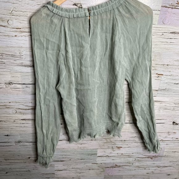 Highline collective green long sleeve ruffle blouse size xl - Picture 6 of 8